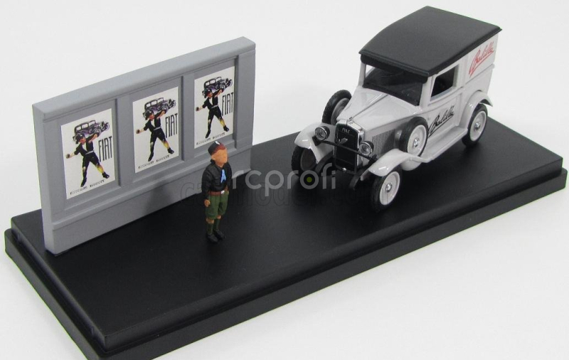 Rio-models Fiat Balilla Autocarro Publicitarie s figúrkou 1932 - Dioráma 1:43 sivá čierna