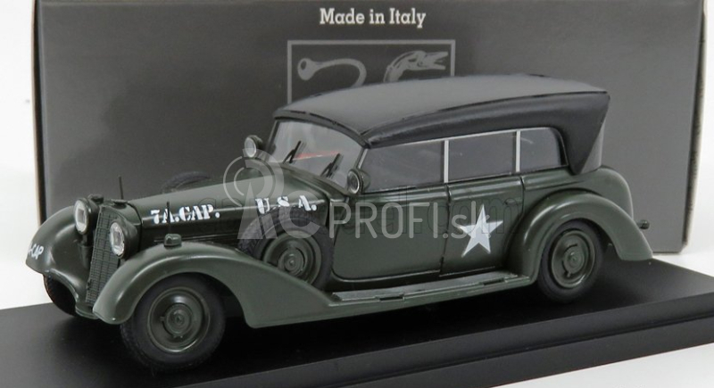 Rio-models Mercedes benz 770w Cabriolet Closed U.s.a. Army 1945 1:43 Vojenská zelená čierna