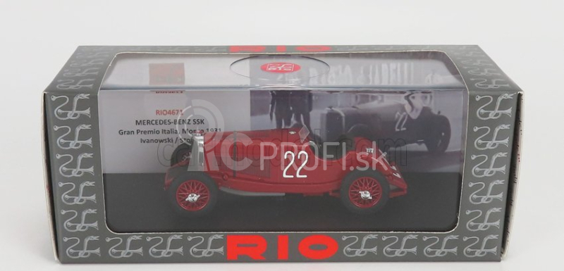 Rio-models Mercedes benz F1 Ssk 7.1l S6 Supercharged Spider N 22 Monza Gp 1931 B.ivanoski - H.stoffel 1:43 Červená