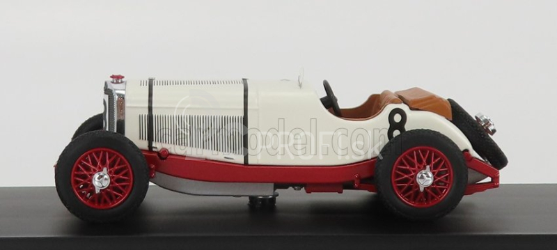 Rio-models Mercedes benz F1 Ssk 7.1l S6 Supercharged Spider N 8 Belgicko Spa Gp 1931 B.ivanoski - H.stoffel 1:43 Biela červená