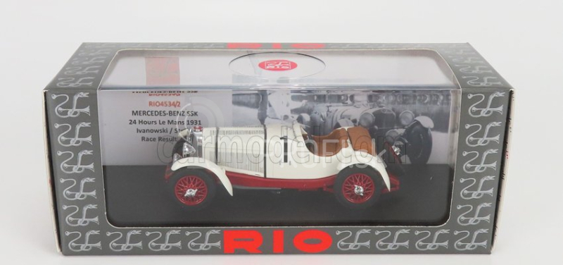 Rio-models Mercedes benz Ssk 7.1l S6 Supercharged Spider Team V.tatarinoff N 1 2nd 24h Le Mans 1931 B.ivanoski - H.stoffel 1:43 Biela červená