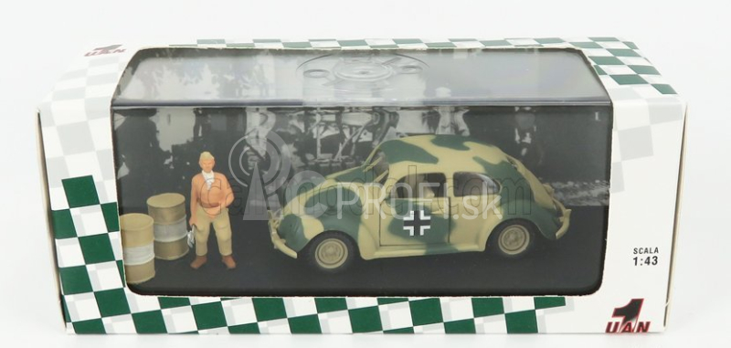 Rio-models Volkswagen Afrika Korps Wehrmacht 1941 s figúrkami 1:43 Vojenská zelená piesočná