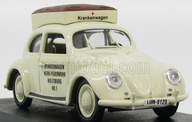 Rio-models Volkswagen Beetle Ambulance Pompieri Di Wolfsburg 1950 1:43 Biela