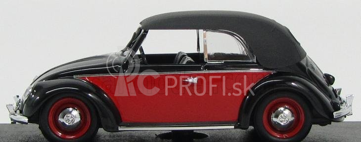 Rio-models Volkswagen Beetle Cabriolet Uzavretý Karmann 1949 1:43 Červená čierna