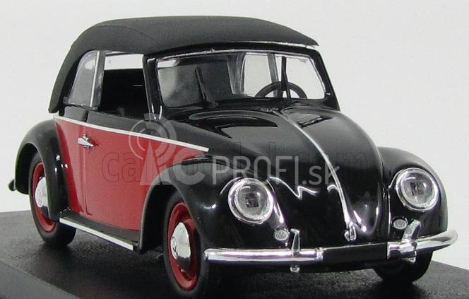 Rio-models Volkswagen Beetle Cabriolet Uzavretý Karmann 1949 1:43 Červená čierna