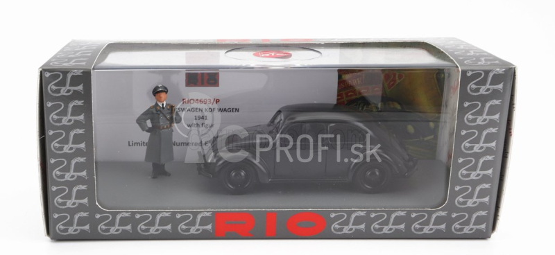 Rio-models Volkswagen Beetle Kafer Kdf Wagen s figúrkou 1941 1:43 čierna