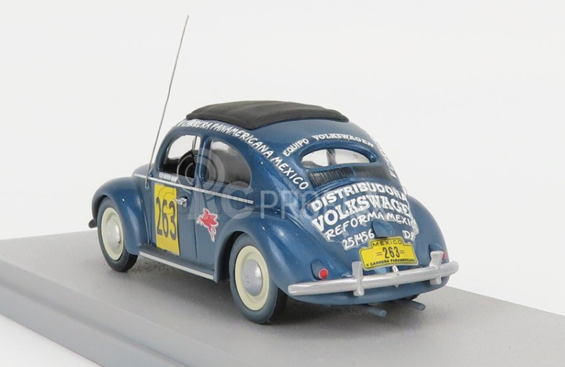 Rio-models Volkswagen Beetle Kafer Maggiolino Uzavretá strecha N 263 Rally Panamericana 1954 M.hinke 1:43 Modrá