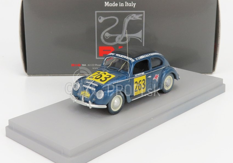 Rio-models Volkswagen Beetle Kafer Maggiolino Uzavretá strecha N 263 Rally Panamericana 1954 M.hinke 1:43 Modrá