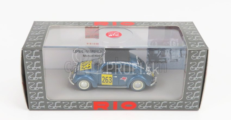 Rio-models Volkswagen Beetle Kafer Maggiolino Uzavretá strecha N 263 Rally Panamericana 1954 M.hinke 1:43 Modrá