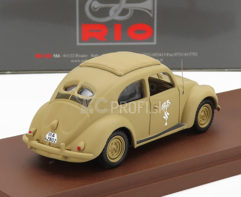 Rio-models Volkswagen Beetle Maggiolino Africa Korps 1941 - S Rommelovou figúrkou 1:43 Vojenský Písek