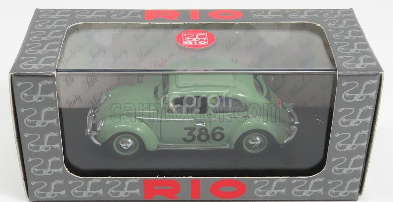 Rio-models Volkswagen Beetle Maggiolino N 386 Rally Montecarlo 1954 Prager - Culbert 1:43 Zelená