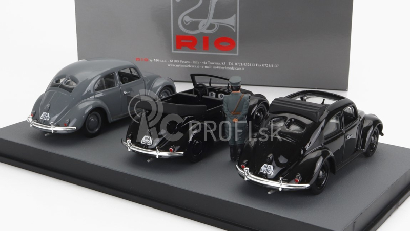 Rio-models Volkswagen Set 3x Beetle Kafer Kdf-wagens Presentation 26-may-1938 1:43 Black Grey