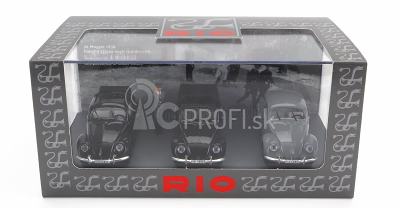 Rio-models Volkswagen Set 3x Beetle Kafer Kdf-wagens Presentation 26-may-1938 1:43 Black Grey