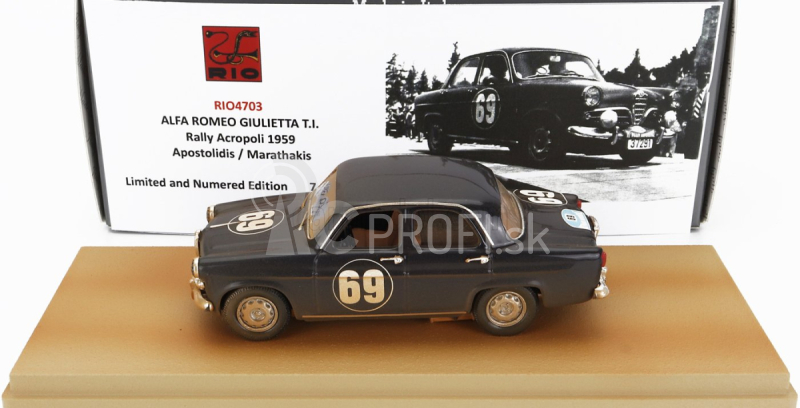 Rio-modely Alfa romeo Gulietta T.i. N 69 Rally Acropolis 1959 Apostolidis - Marathakis 1:43 Black