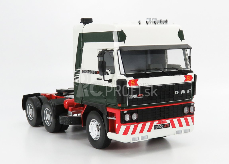 Road-kings DAF 3600 Space Cab Tractor Truck 3-assi 1986 1:18 Bielo-zeleno-červená