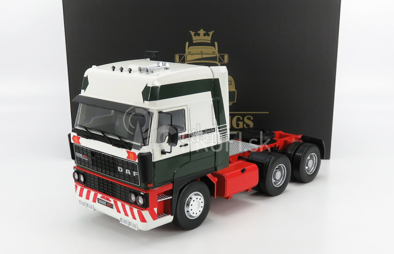 Road-kings DAF 3600 Space Cab Tractor Truck 3-assi 1986 1:18 Bielo-zeleno-červená