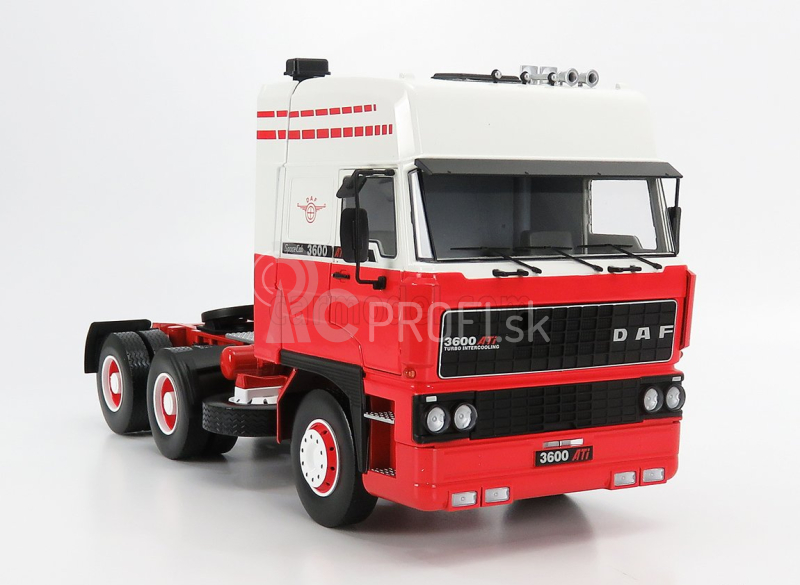 Road-kings DAF 3600 Space Cab Tractor Truck 3-assi 1986 1:18 červená biela