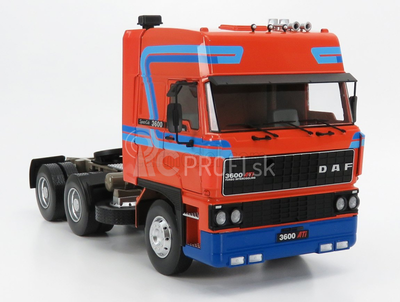 Road-kings DAF 3600 Space Cab Tractor Truck 3-assi 1986 1:18 oranžová modrá