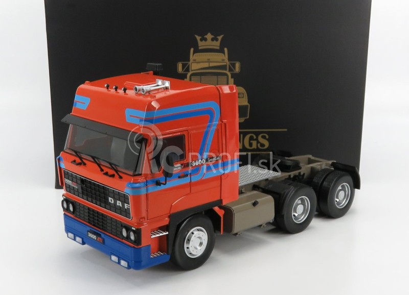 Road-kings DAF 3600 Space Cab Tractor Truck 3-assi 1986 1:18 oranžová modrá