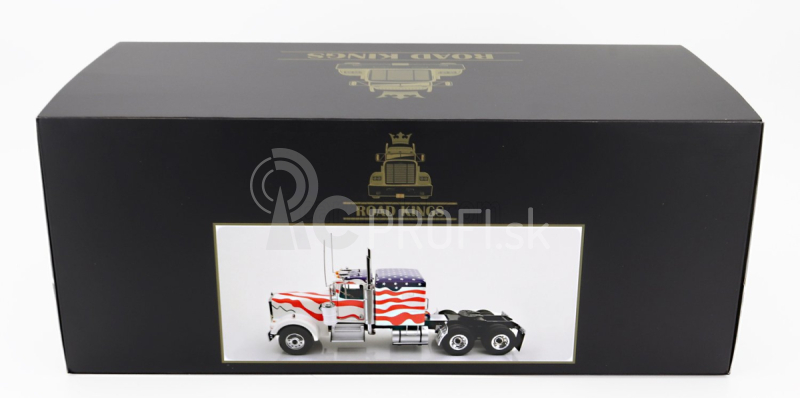 Road-kings Kenworth W900 Tractor Truck Stars & Stripes Livery 3-assi 1989 1:18 Biela modrá červená