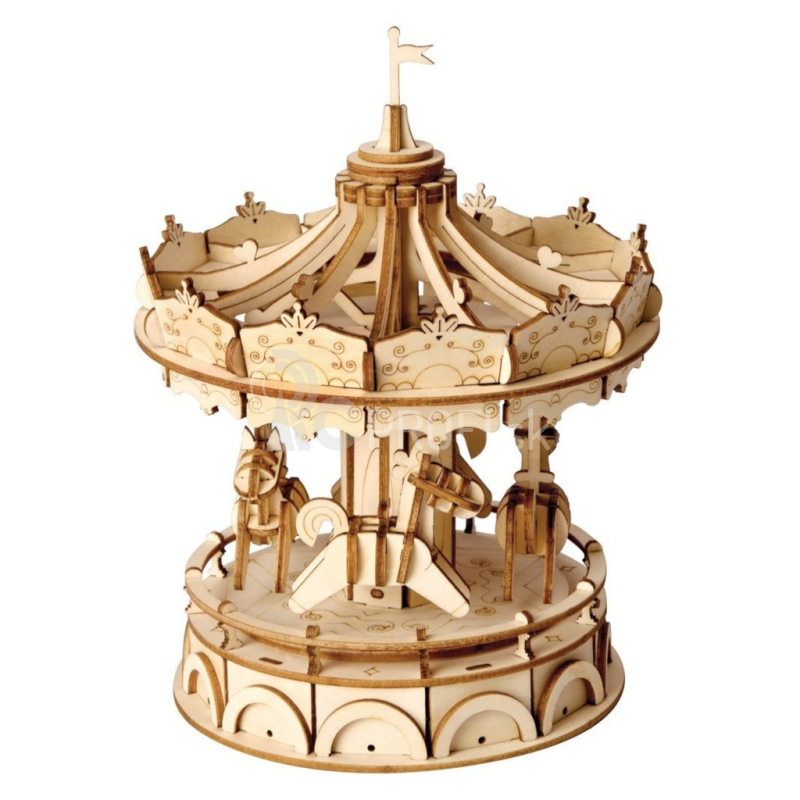 RoboTime drevené 3D puzzle Merry go round