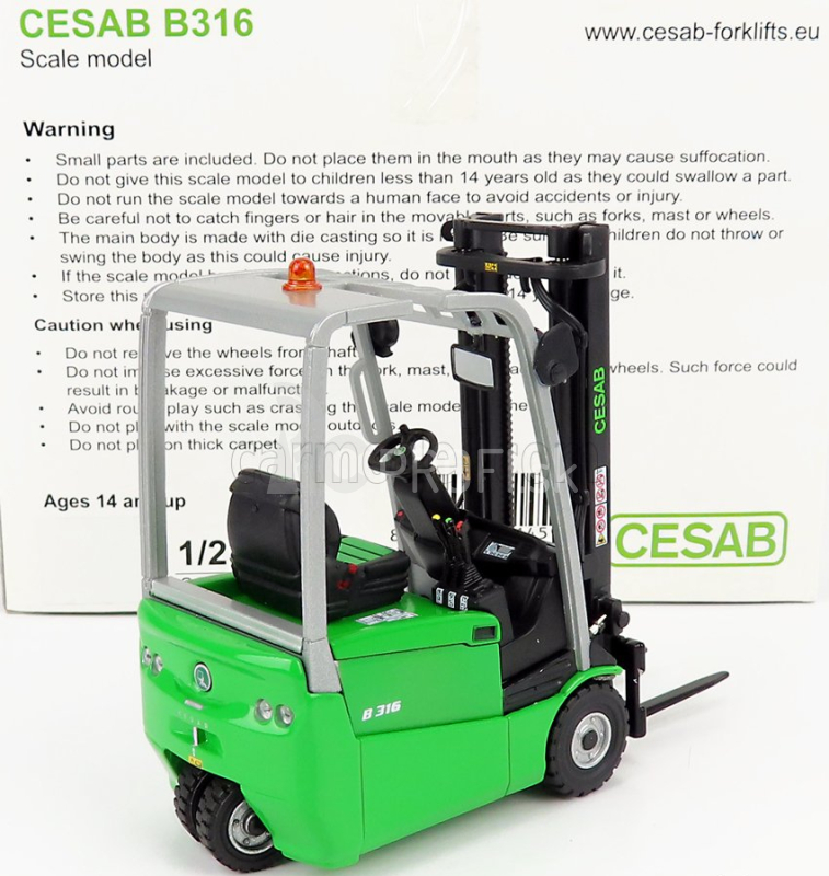 Ros-model Cesab B316 Carrello Elevatore Verticale - vertikálny zberač objednávok 3 kolieska 1:23 zelená čierna