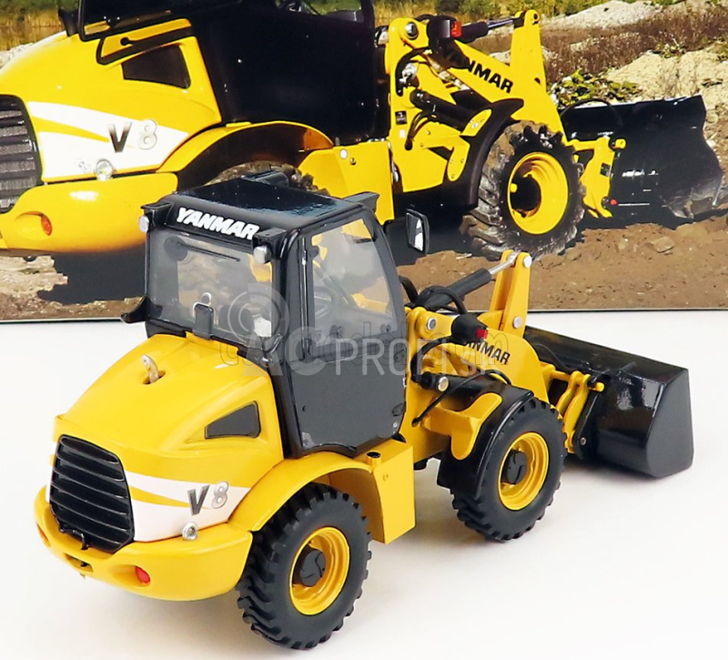 Ros-model Yanmar V8 Ruspa Gommata - traktorový škrabák 1:32 žlto-sivý