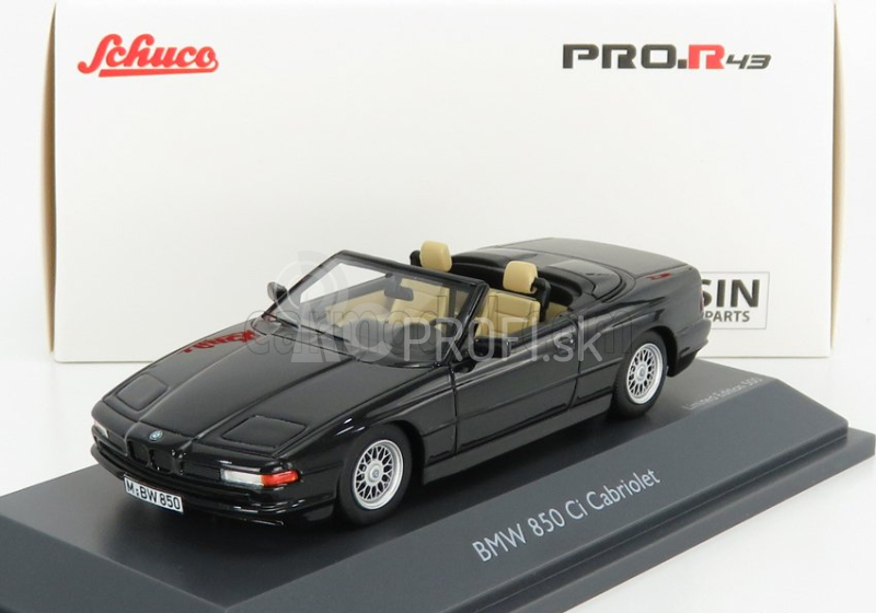 Schuco BMW 850i Cabriolet otvorený 1990 1:43 čierna