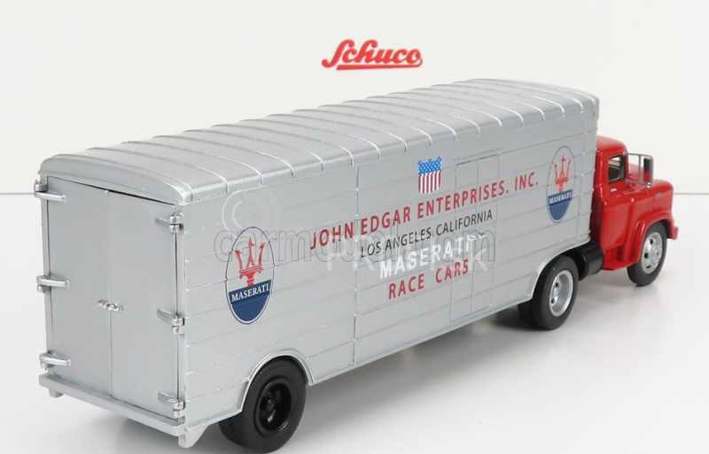 Schuco GMC Truck Team John Edgar Enterprises Inc. Maserati Car Transporter 1:43 Červená strieborná