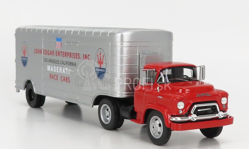 Schuco GMC Truck Team John Edgar Enterprises Inc. Maserati Car Transporter 1:43 Červená strieborná