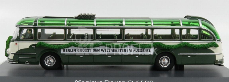 Schuco Magirus Deutz O6500 Bus Winner Team World Cup Wm Open Roof 1954 1:43 Zelená