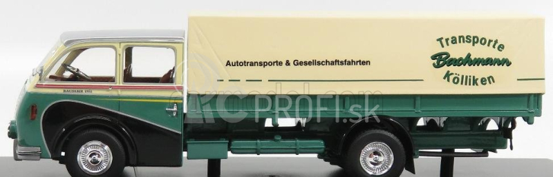 Schuco Saurer 3ch Lkw Telonato Transport Bachmann 1954 1:43 zelená krémová strieborná