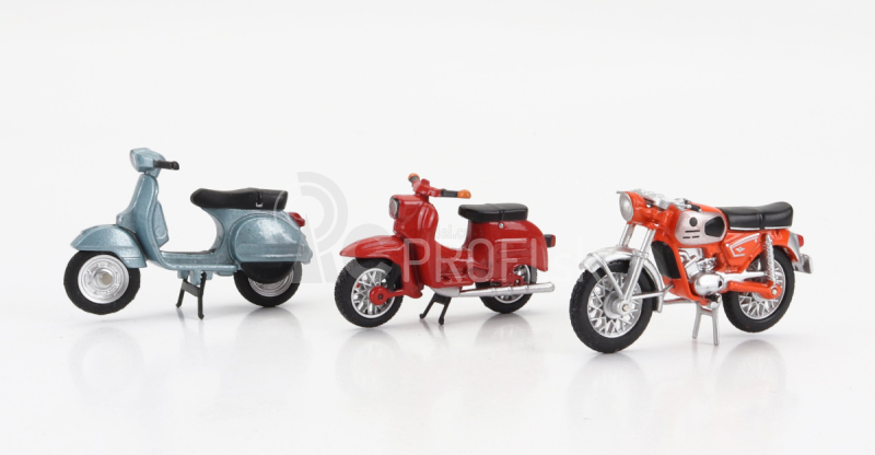 Schuco Simson Set 3x Schwalbe Kr51/1 1968 + Zundapp Ks50 Super Sport 1950 - Piaggio Vespa 150 Px 1:43 Rôzne