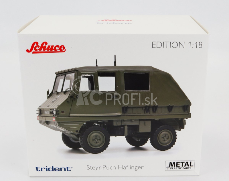 Schuco Steyr-puch Haflinger Funkwagen Obh 1975 1:18 Vojenská zelená