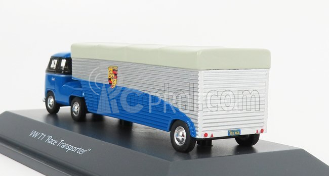 Schuco Volkswagen T1b Continental Motors Porsche Car Transporter 1962 1:64 Modrá čierna