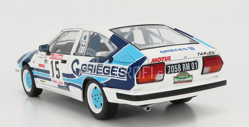 Solido Alfa romeo Alfetta Gtv6 N 15 Rally Des Garrigues 1986 C.rigollet - M.bathelot 1:18 Biela 2 tóny Modrá