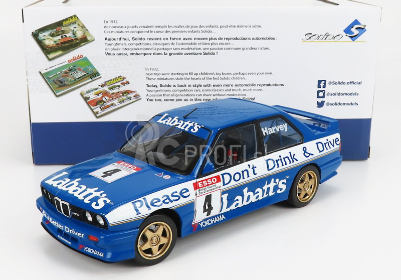 Solido BMW 3-series M3 E30 Team Labatt's N 4 Season Btcc 1991 T.harvey 1:18 Blue White