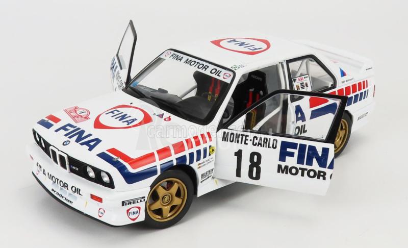 Solido BMW radu 3 M3 (e30) Fina Gr.a N 18 Rally Montecarlo 1989 Marc Duez - Alain Lopes 1:18 Biela červená Ble