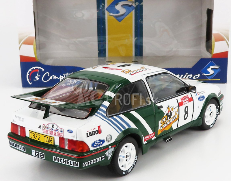 Solido Ford england Sierra Cosworth Rs500 N 8 Rally Tour De Corse 1988 Auriol 1:18 bielo-zelená