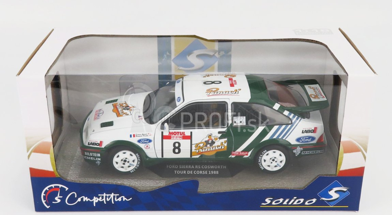 Solido Ford england Sierra Cosworth Rs500 N 8 Rally Tour De Corse 1988 Auriol 1:18 bielo-zelená