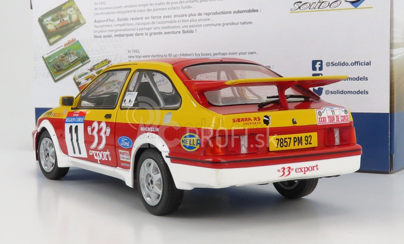 Solido Ford england Sierra Rs Cosworth N 11 Rally Tour De Corse 1987 D.auriol - B.occelli 1:18 Červeno-žltá