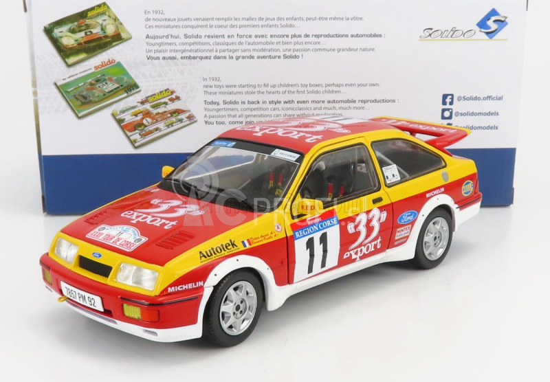 Solido Ford england Sierra Rs Cosworth N 11 Rally Tour De Corse 1987 D.auriol - B.occelli 1:18 Červeno-žltá