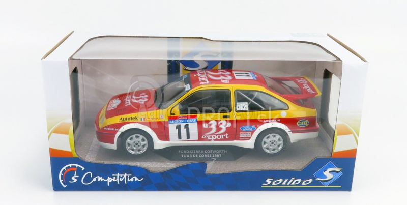 Solido Ford england Sierra Rs Cosworth N 11 Rally Tour De Corse 1987 D.auriol - B.occelli 1:18 Červeno-žltá