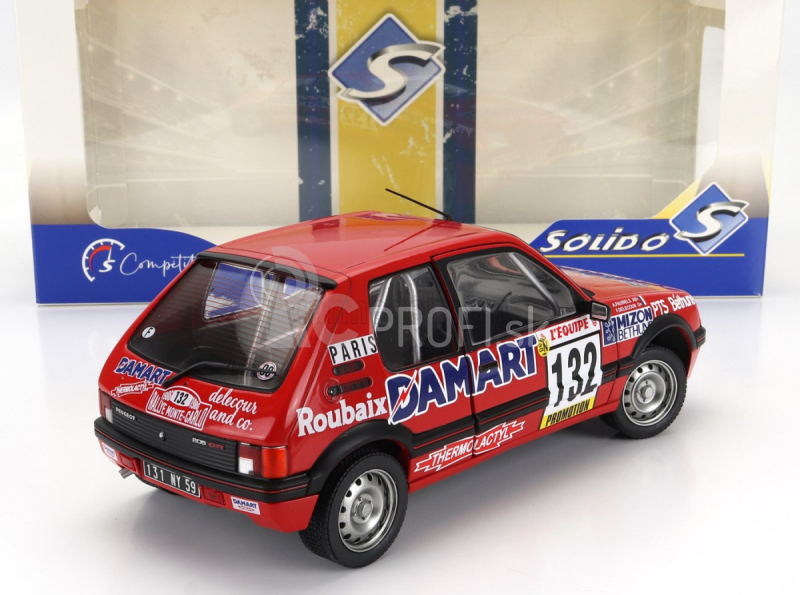 Solido Peugeot 205 1.6 Gti N 132 Rally Montecarlo 1986 Francois Delecour - Anne Chantal Pauwels 1:18 Červená