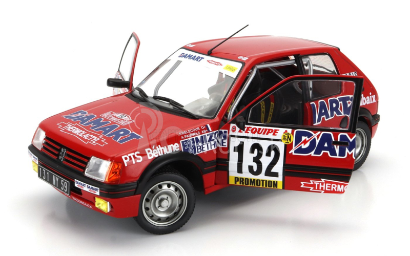 Solido Peugeot 205 1.6 Gti N 132 Rally Montecarlo 1986 Francois Delecour - Anne Chantal Pauwels 1:18 Červená