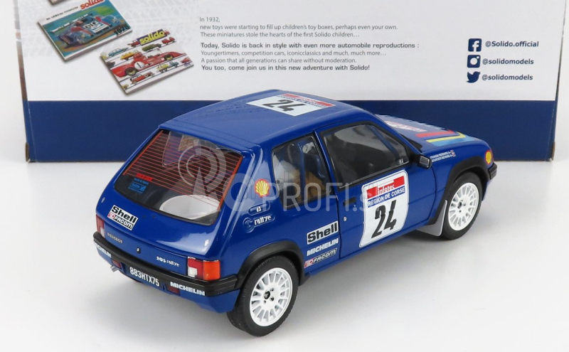 Solido Peugeot 205 N 24 Rally Tour De Corse 1990 R.bourcier - B.frangin 1:18 Modrá