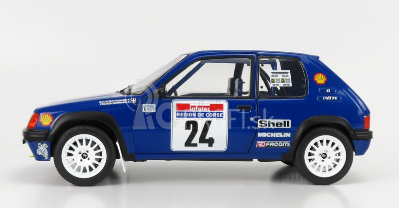 Solido Peugeot 205 N 24 Rally Tour De Corse 1990 R.bourcier - B.frangin 1:18 Modrá