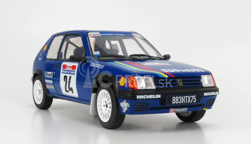 Solido Peugeot 205 N 24 Rally Tour De Corse 1990 R.bourcier - B.frangin 1:18 Modrá