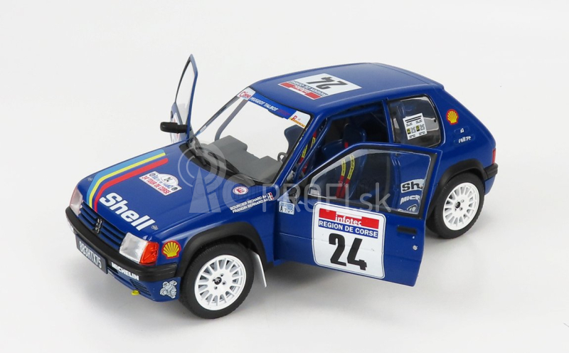 Solido Peugeot 205 N 24 Rally Tour De Corse 1990 R.bourcier - B.frangin 1:18 Modrá