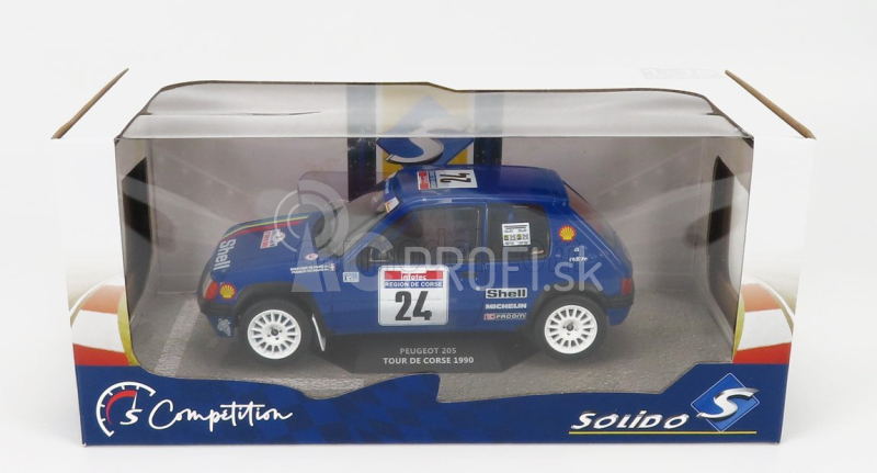 Solido Peugeot 205 N 24 Rally Tour De Corse 1990 R.bourcier - B.frangin 1:18 Modrá